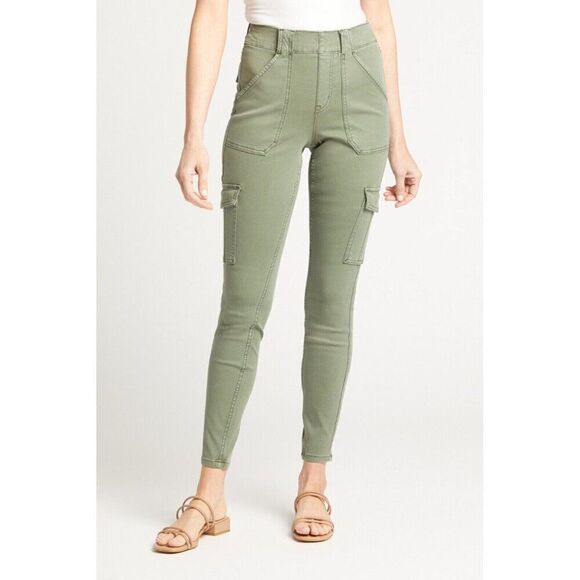 Spanx Stretch Twill Ankle Cargo Jogger Pants Size Medium Soft Sage Green 20311R - Picture 1 of 4